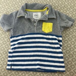 Boden Gray and Blue Striped Kids Polo Shirt